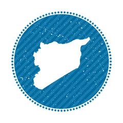 Foto op Canvas Syria striped retro travel sticker. Badge with map of country, vector illustration. Can be used as insignia, logotype, label, sticker or badge of the Syria. © Eugene Ga
