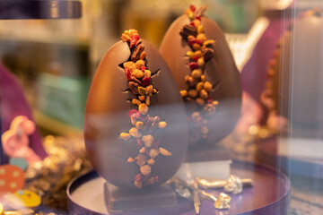 chocolate eggs in a shop window