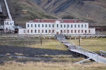 Abandoned coal mine in the city of Pyramiden