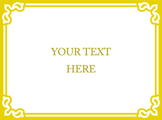 Vintage yellow gold vector background with simple thin border frame. Retro style poster, sign, sticker, label, or invitation card