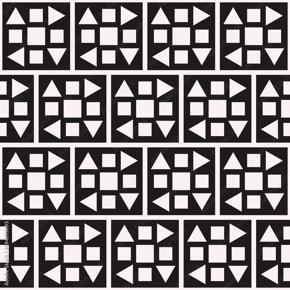 Poster black tiles with squares and triangles. vector.