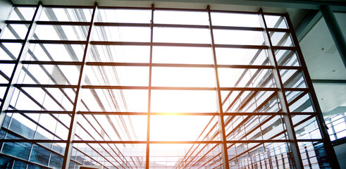 Office interior with glass wall
