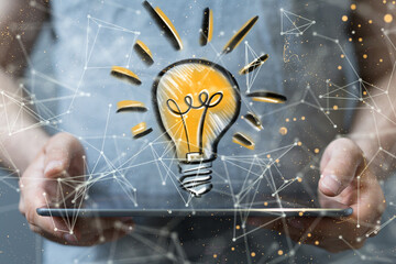 Neural network 3D illustration. Big data and cybersecurity