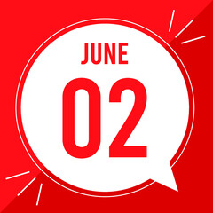 A vector illustration with text: June 2 st day. White balloon on a red backgound.