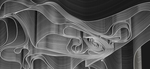 Abstract black wave paper cut design. Background