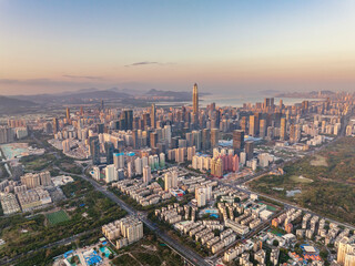 Fototapeta na wymiar Aerial view of Skyline in Shenzhen city in China