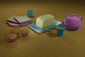 Breakfast 3D Illustration