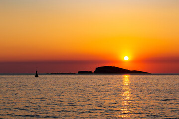 Orange sunset over s sea