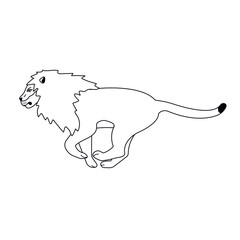 Vector flat running outline lion isolated on white background