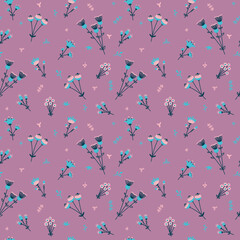 Vector seamless pattern with small scattered flowers, leaves. Liberty style print. Elegant floral background. Simple ditsy texture. Modern repeat design for wallpaper, fabric, textile, linen