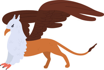 Half Bald Eagle and Lion Mythical Creature Illustration