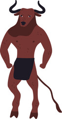 Ancient Mythical Cartoon Creature Minotaur Illustration