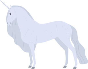 Beautiful Fantasy White Unicorn Illustration © Good Studio