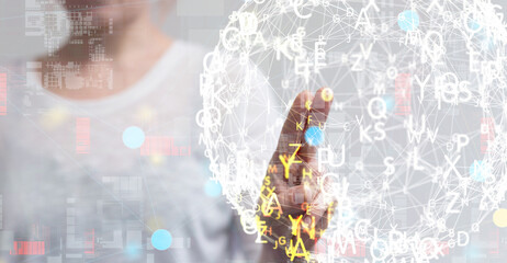 holding 3D rendering group of blue people