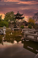 Chinesischer Garten Sonnenuntergang Stuttgart