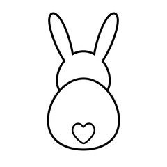 Obraz premium Vector flat bunny rabbit back isolated on white background