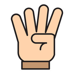 Illustration of Hand Gesture of Four Number design icon