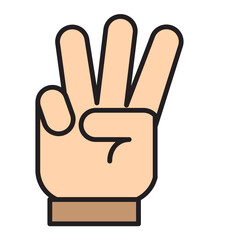 Illustration of Hand Gesture of Three Number design icon