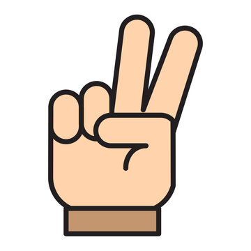 Illustration of Hand Gesture of Two Number or peace design icon