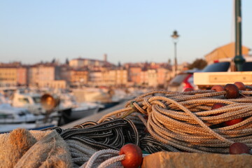 fishing nets in the harbor