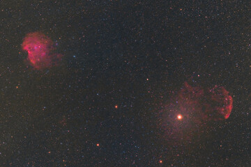 The Monkey Head and Jellyfish Nebula in the constellations Orion and Gemini photographed from...