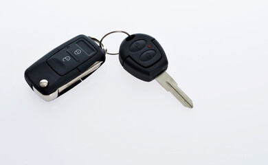 Car key with remote control isolated on white background