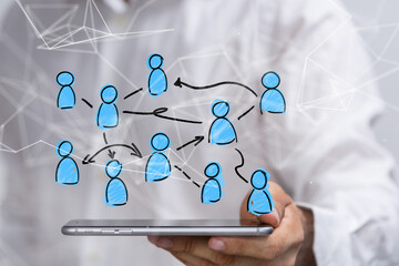 Abstract technology group and data 3d