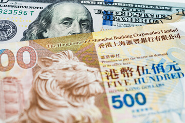 Hong Kong and USD dollar bank note