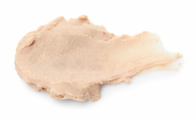 Smear of delicious liverwurst isolated on white