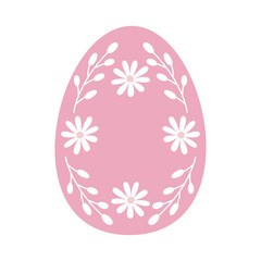 Pink Easter egg with flowers inside.