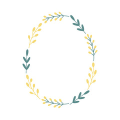 Floral easter egg in a wreath symbol.