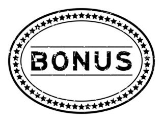 Grunge black bonus word oval rubber seal stamp on white background