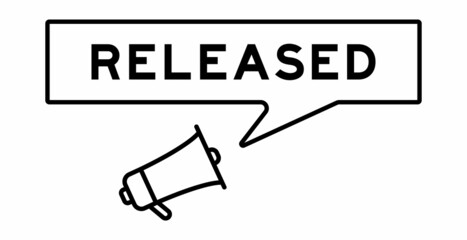 Megaphone icon with speech bubble in word released on white background