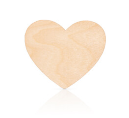 Wooden heart isolated on white background.
