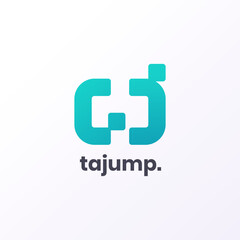 Obraz premium Letter cj logo monogram. Abstract letter jc logo vector design. Simple, science, technology, data company, laboratory, logotype.