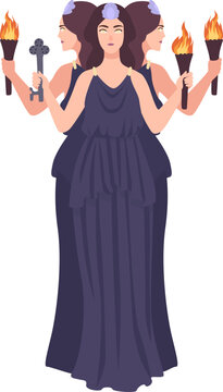 Hekate or Trivia Goddess of Witchcraft Sorcery and Magic Illustration