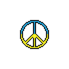 pixel peace icon. Peace for Ukraine. Stop the war sign
