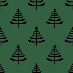 Doodle green cute Christmas tree for fabrics and gifts