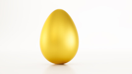 3D render of golden egg isolated on white background, 3d concept