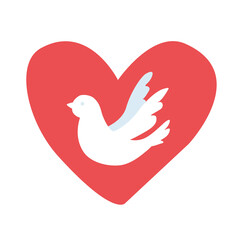 no war. Symbol of kindness and love. Peace on Earth. Vector illustration isolated on white background. Flat style. 