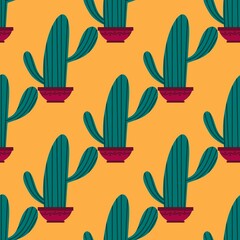 Floral seamless cactus pattern for fabrics and textiles and packaging and gifts and cards and linens and kids