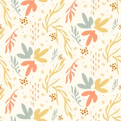 Washable Wallpaper Murals Boho style Natural chic boho flower seamless pattern in ditzy wildflower style. Hand drawn organic botanics fashion print. Modern summer nature garden bloom in trendy vintage country cottagecore color. 