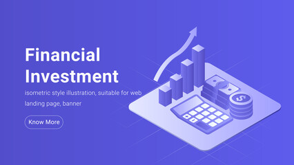 Isometric Banner Template for Financial Investment