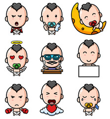 Fototapeta premium The cute rock baby of the mascot bundle set