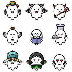 The cute ghost of the mascot bundle set