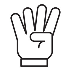 Illustration of Hand Gesture of Four Number design icon
