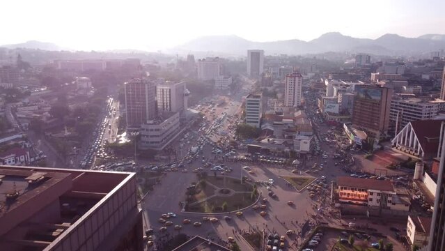 4k Descent on Poste Centrale roundabout center of town Yaound&eacute;