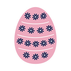Pink Easter egg with blue flowers inside
