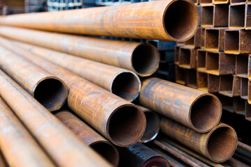 Stack of round metal tubes