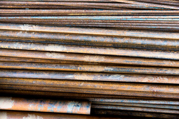 Stack of round metal tubes